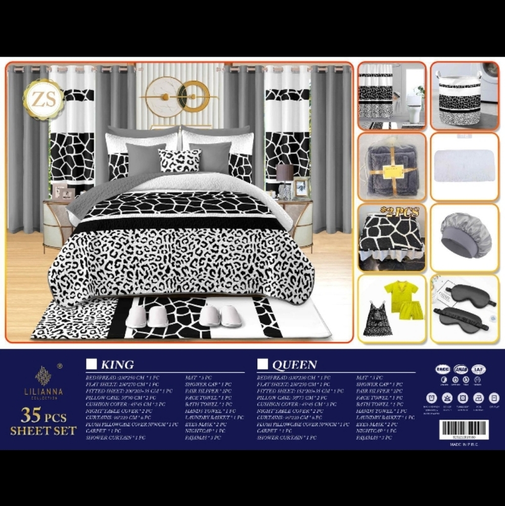 Liliana Black and White Bedding Set